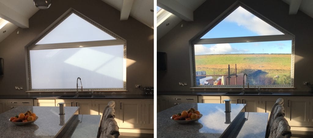 Switchable smart glass exterior windows