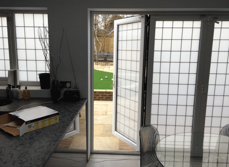 Switchable Smart Glass Bi-Fold Doors switched to off