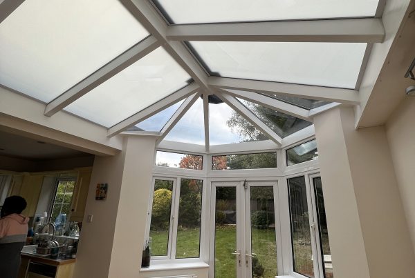 Conservatory skylight with retrofitted switchable film