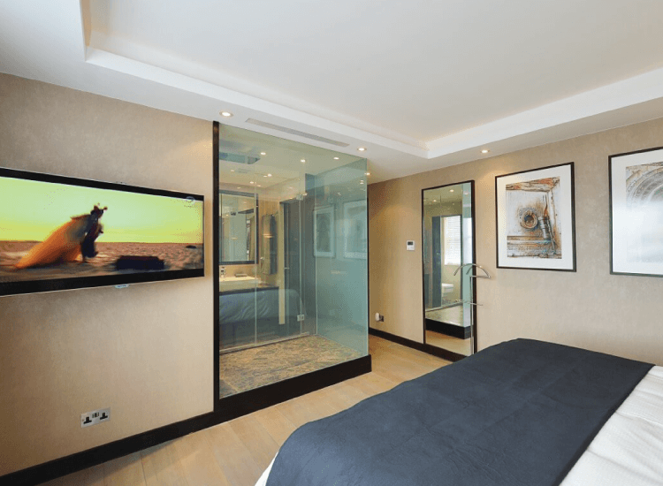 Smart Glass Shower Screen Hospitality switched to on