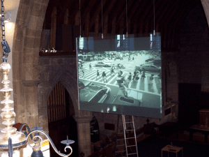 rear projection switchable smart glass screen in church