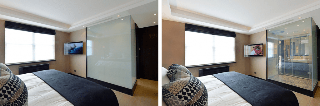 switchable smart glass hotel privacy screen