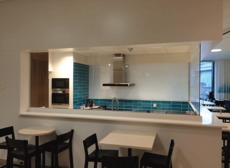 Restaurant kitchen Switchable Smart Glass switched to off