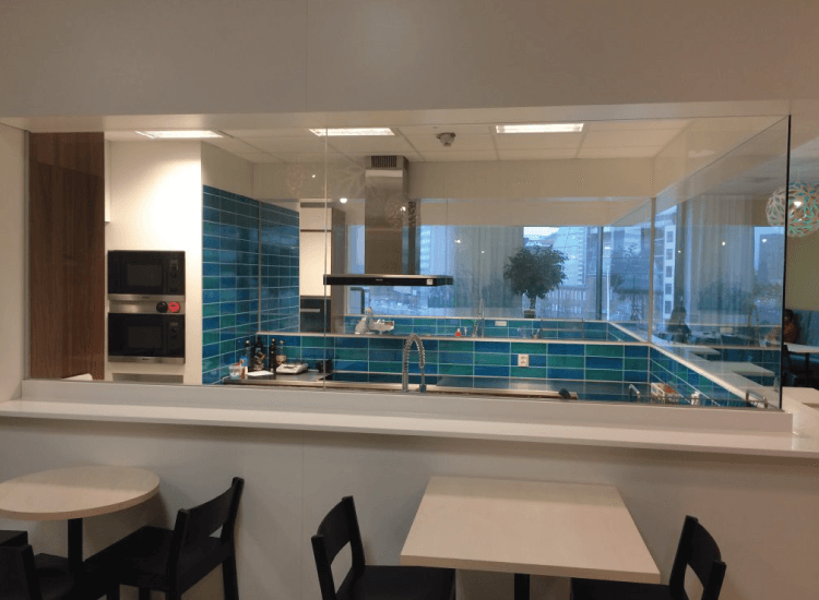 Restaurant kitchen Switchable Smart Glass switched to on